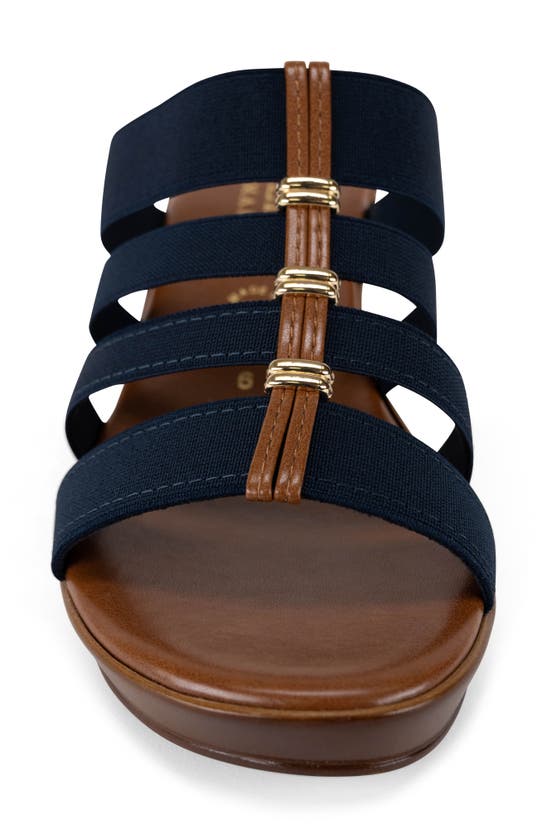 Italian Shoemakers Clover 4-band Wedge Sandal In Navy