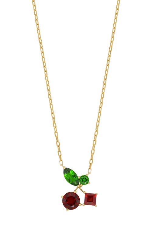BLC Garnet & Diopside 14K Gold Pendant Necklace in 14K Yellow Gold
