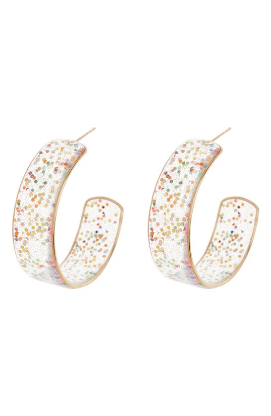 Melrose And Market 50mm Plastic Glitter Hoop Earrings In Gold