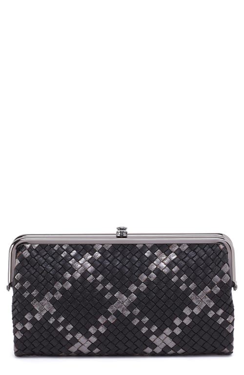 Hobo Lauren Leather Double Frame Clutch In Black Metallic Woven