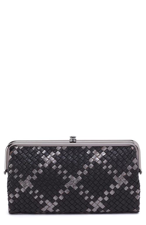 HOBO Lauren Leather Double Frame Clutch in Black Metallic Woven 