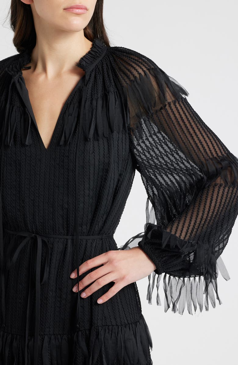 KOBI HALPERIN Nora Long Sleeve Chiffon Cocktail Dress, Alternate, color, Black