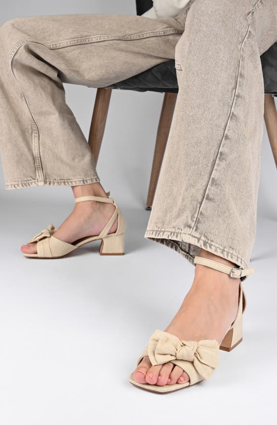 Shop Journee Collection Zevi Bow Block Heel Sandal In Blue