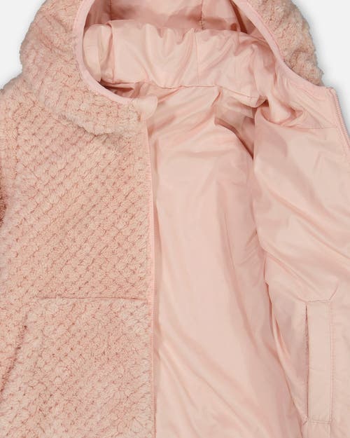 Shop Deux Par Deux Girl's Reversible Plush Jacket Pink In Zéphir