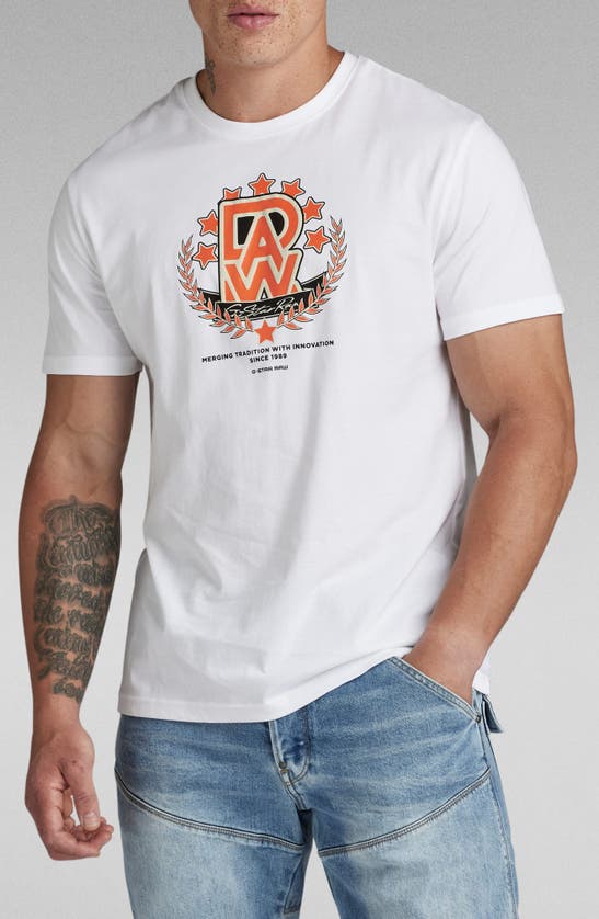 Shop G-star Royal Varsity Graphic T-shirt In White
