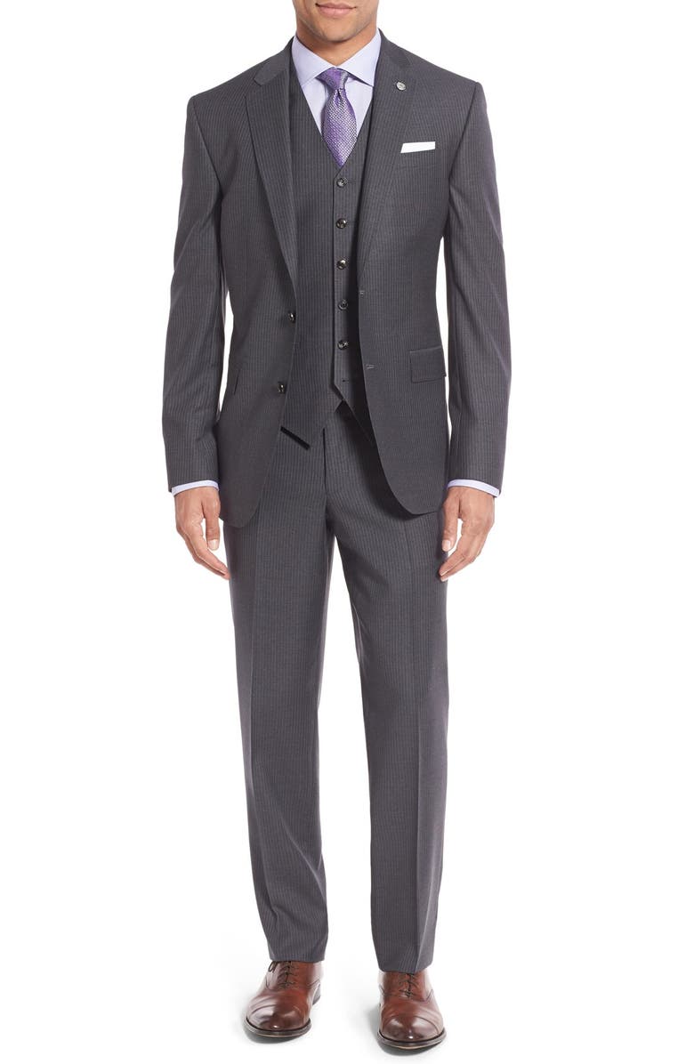 Ted Baker London 'Jay' Trim Fit Three-Piece Stripe Wool Suit | Nordstrom