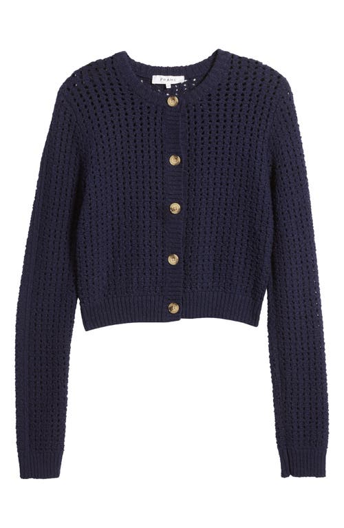 Shop Frame Open Stitch Shrunken Cardigan In Navy