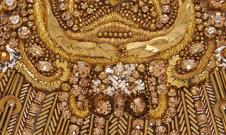 Shop Alexander Mcqueen Skull Embellished Silk Knuckle Box Clutch In Gold