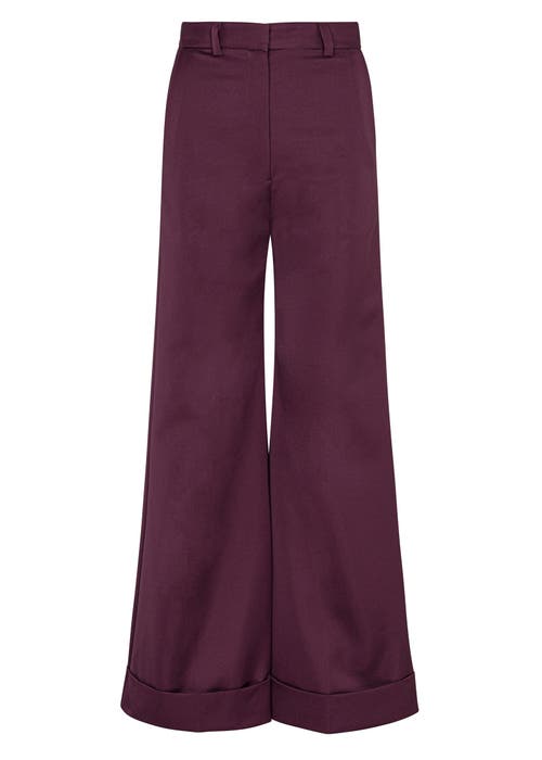 Shop Rebecca Taylor Techy Sateen Wide Leg Pant In Plum