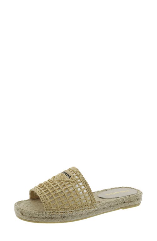 Shop Prada Raffia Espadrille Slide Sandal In Natural/black