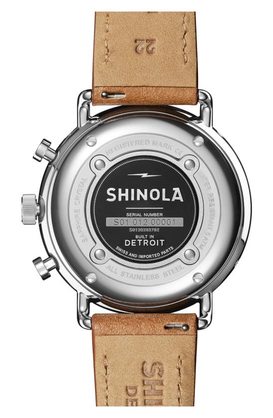 Shop Shinola Canfield Sport Chronograph Leather Strap Watch, 45mm In Black