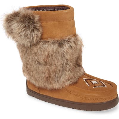 Manitobah Mukluks Faux Fur & Waterproof Snow Boot, Brown
