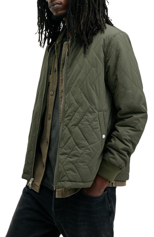 Shop Allsaints Tyk Regular Fit Water Repellent Quilted Jacket In Army Green