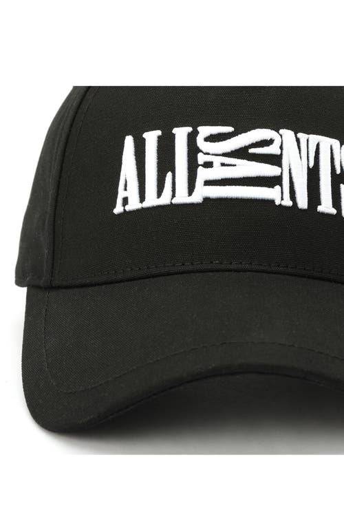 Shop Allsaints Oppose Logo Baseball Cap In Black/white Logo/matte Black