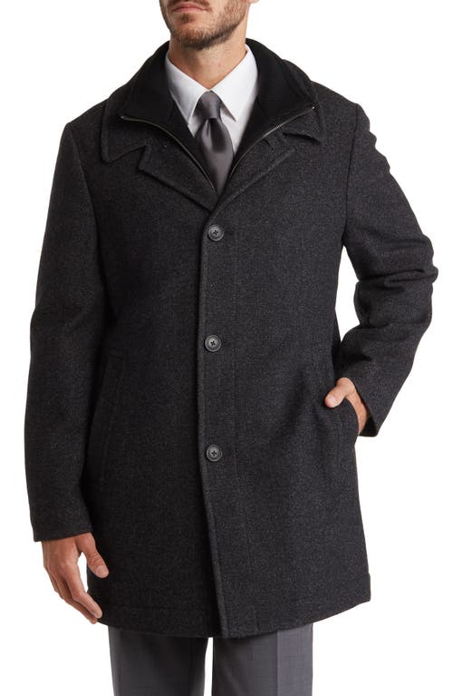 Hart Schaffner Marx Macbeth Wool Blend Single Breasted Coat in Charcoal Pindot 