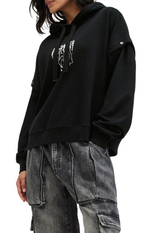 Shop Allsaints Inksaints Amphia Cotton Graphic Hoodie In Black