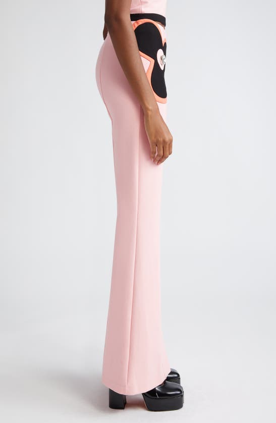 Shop Area Colorblock Flower Pleated Flare Pants In Multi Pink