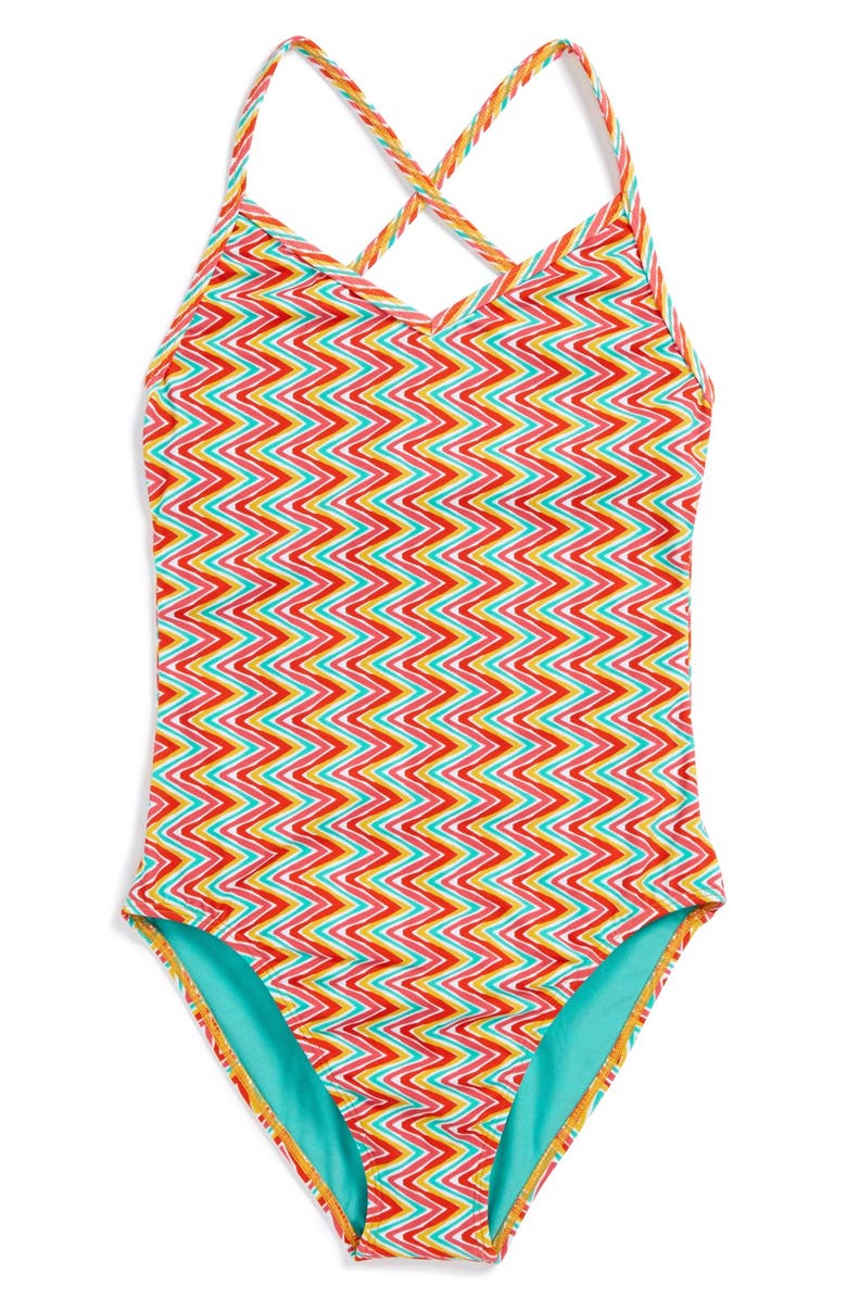 Roxy 'Catching Waves' One-Piece Swimsuit (Big Girls) | Nordstrom