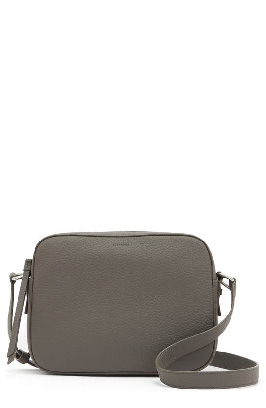 Allsaints Captain Square Leather Crossbody Bag In Storm Grey