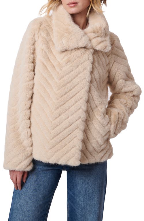 Bernardo Chevron Quilted Faux Fur Jacket In Oatmeal