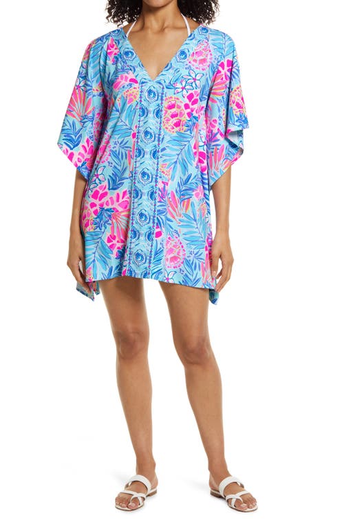 Lilly Pulitzer® Lilly Pulitzer Floral Skyla Cover-Up Dress in Sea Glass Aqua Rainforest