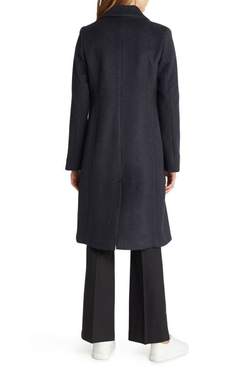Cole Haan Asymmetric Slick Wool Blend Coat In Charcoal