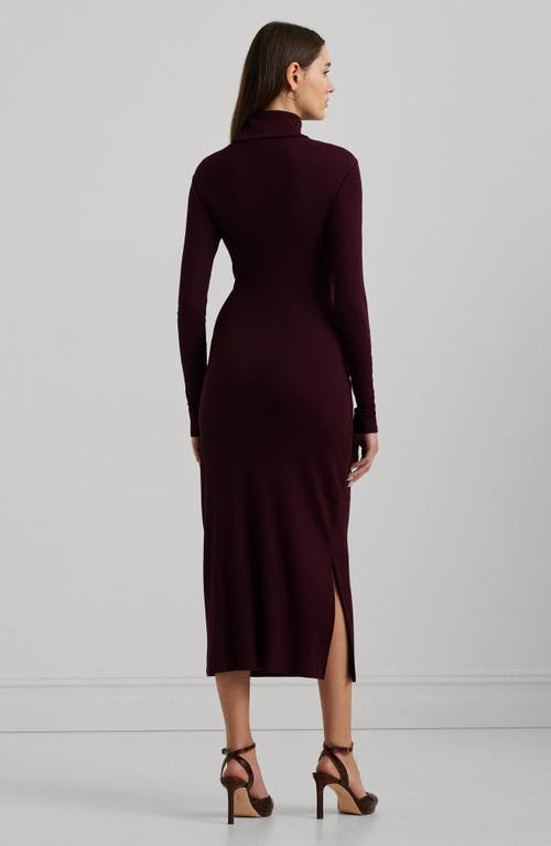 Ralph Lauren Tie-front Turtleneck Dress In Pinot Noir