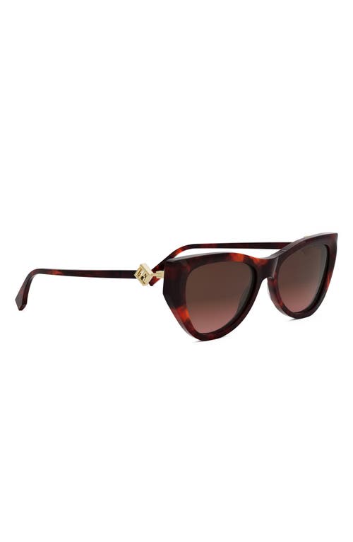 Fendi Ff Diamond Logo Acetate & Nylon Cat-eye Sunglasses In Red Havana/gradient Brown