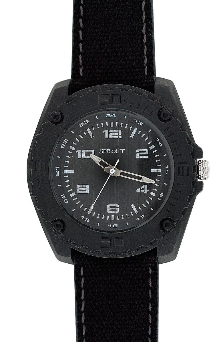 Sprout Watches Large Organic Cotton Strap Watch 45mm Nordstrom