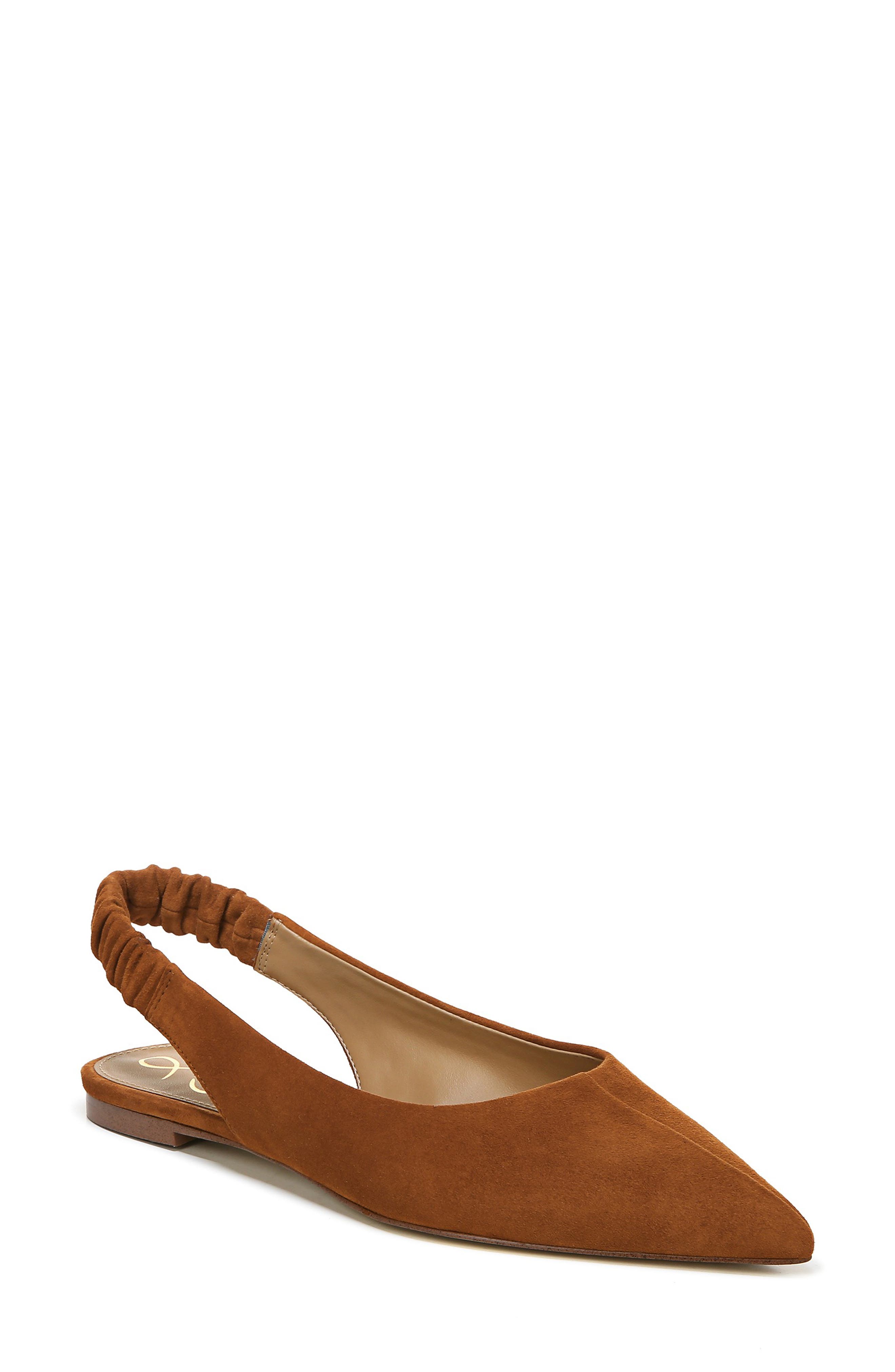 brown leather pointed toe flats