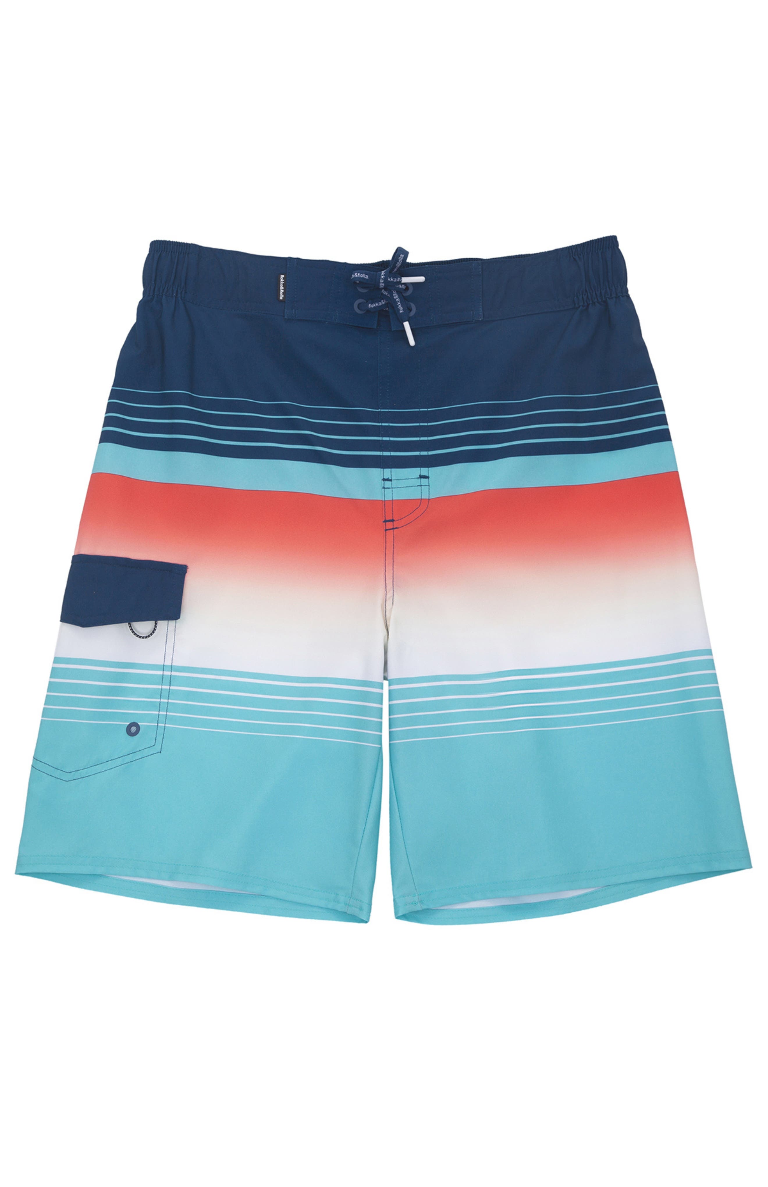 Rokka&Rolla Quick-Dry Swim Trunks with Elastic Waist in Blue Stripes Cover