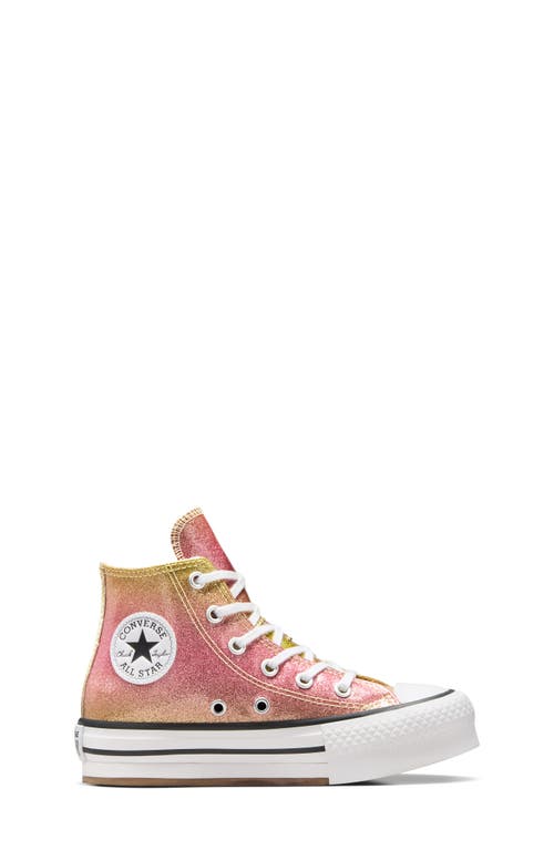Converse Kids' Chuck Taylor® All Star® Eva Lift High Top Glitter Platform Sneaker In Butter/ Donut Glaze/ White