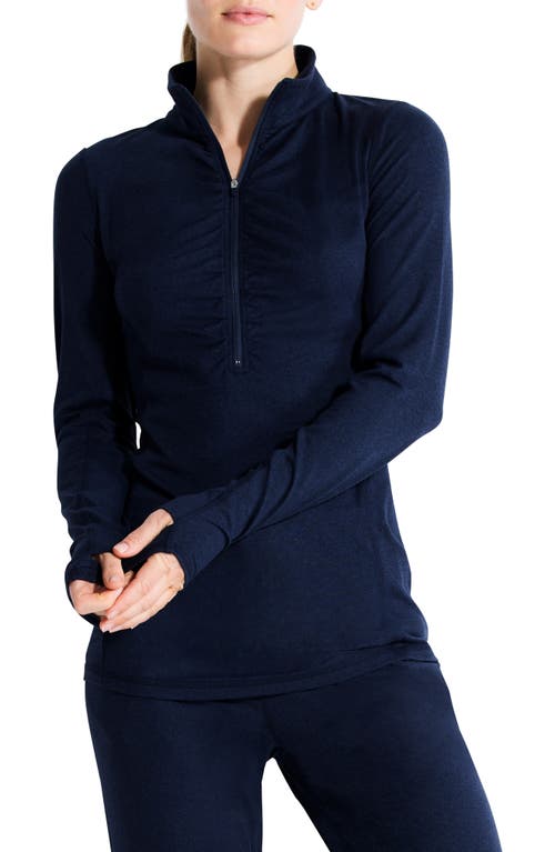 NZ ACTIVE by NIC+ZOE Brushed FlowFit Half Zip Pullover in Ink
