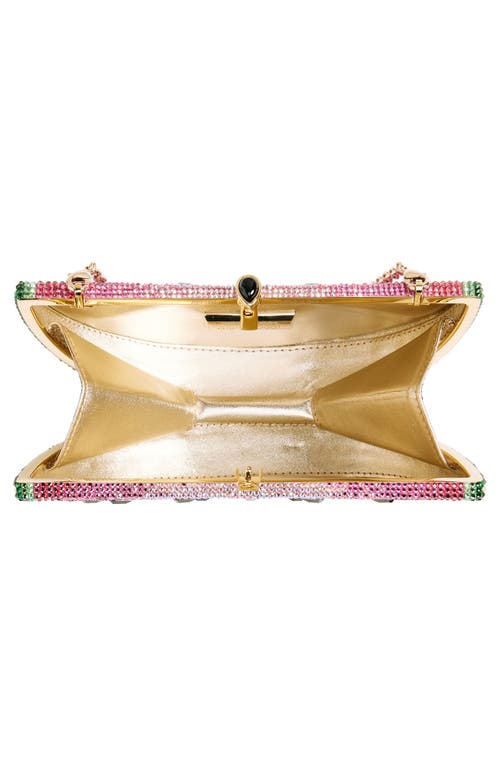 Judith Leiber Slice Watermelon Crystal-embellished Silver-tone Clutch In Champagne Fuchsia Multi