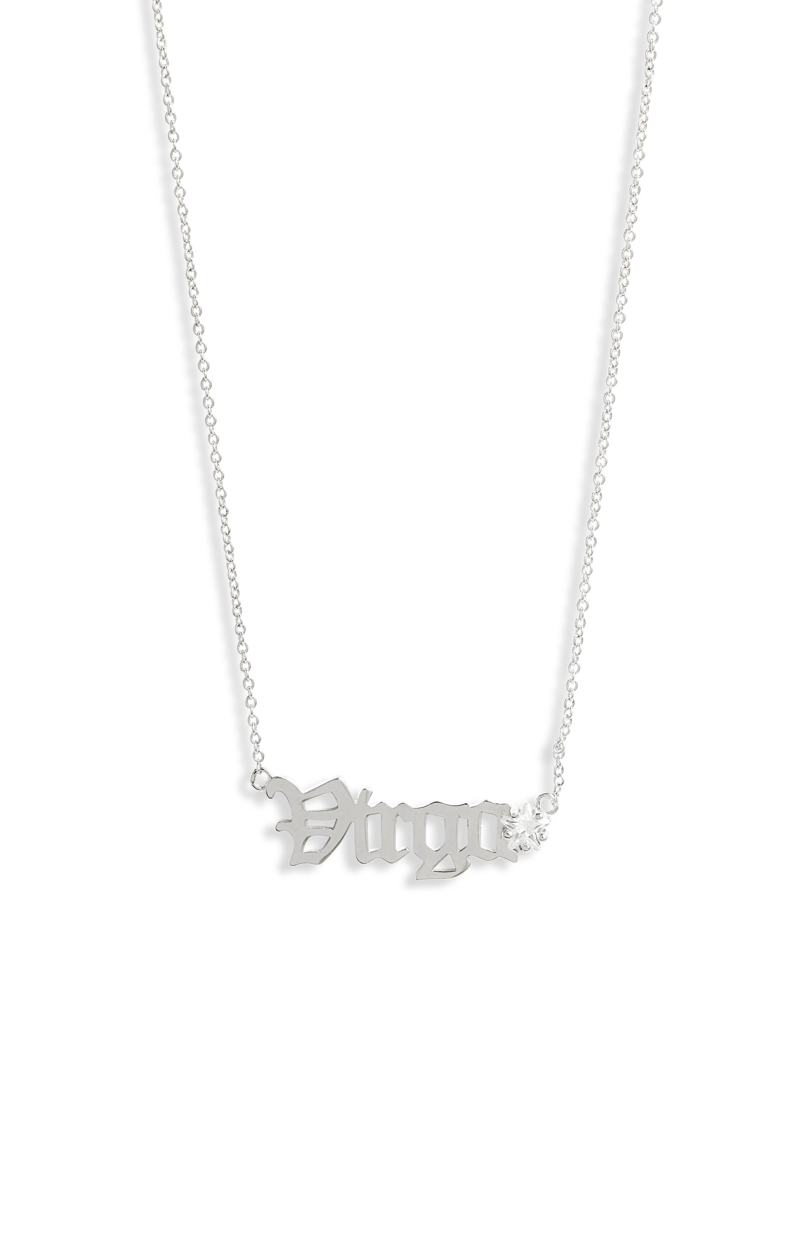 Melinda Maria Zodiac Script Pendant Necklace In Silver- Virgo