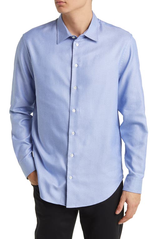 Emporio Armani Microgeometric Print Cotton Button-Up Shirt /blue at Nordstrom