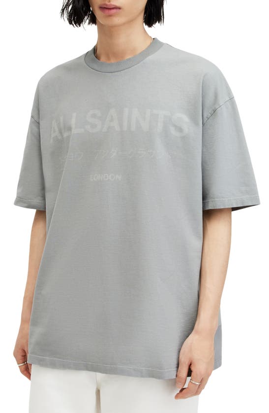 Shop Allsaints Laser Logo Graphic T-shirt In Skyline Grey