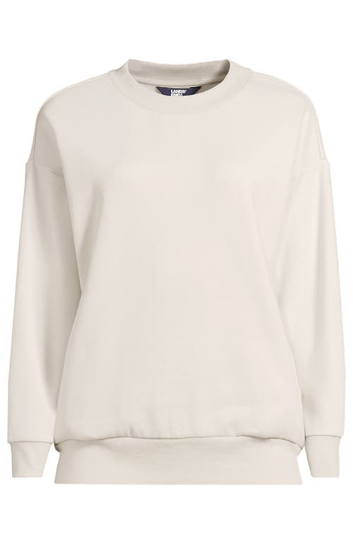 Shop Lands' End Serious Sweats Relaxed Long Sleeve Crew Neck Sweatshirt In Moonstone