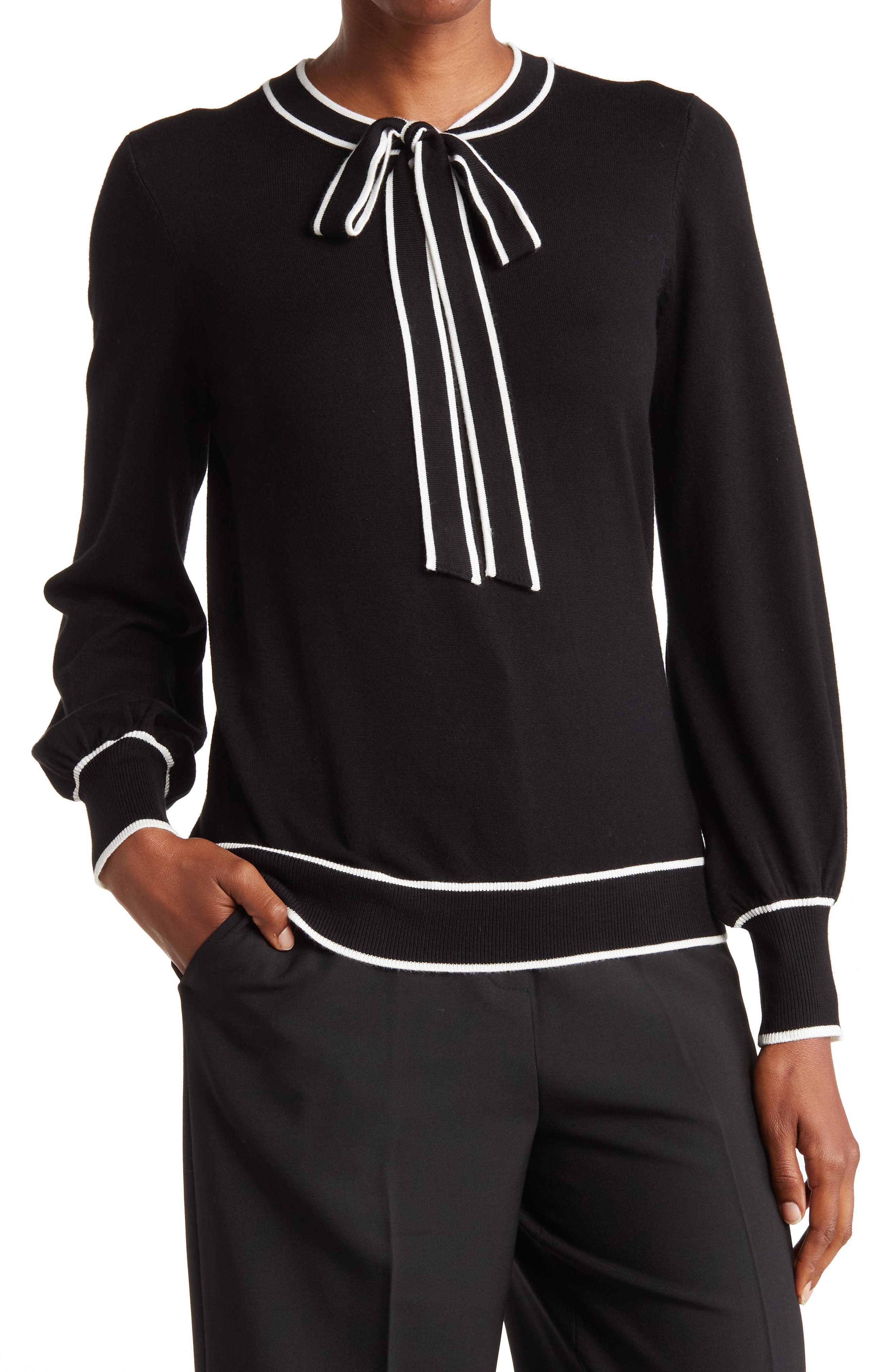 Adrianna Papell Tipped Bow Neck Sweater Nordstromrack