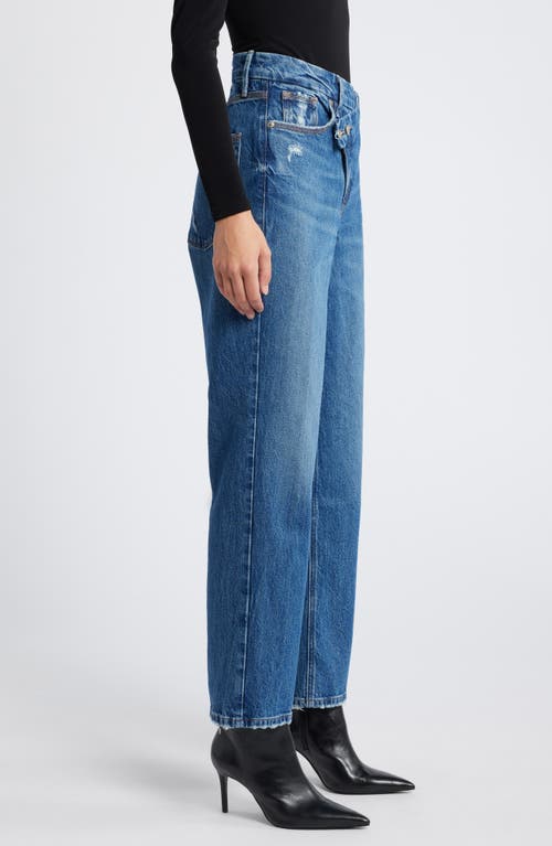 Shop Good American Good '90s Crossover Waist Straight Leg Jeans In Indigo713