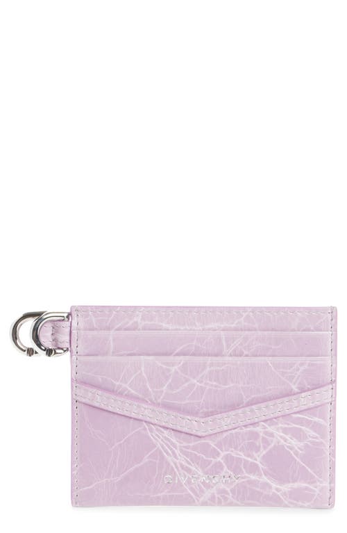 Givenchy Voyou Crinkled Leather Card Case In Orchid Purple