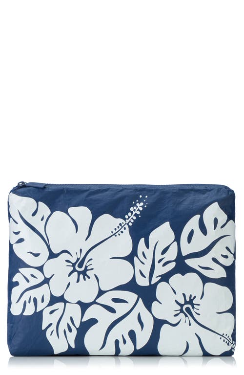 Aloha Collection Medium Water Resistant Tyvek® Zip Pouch In White/navy