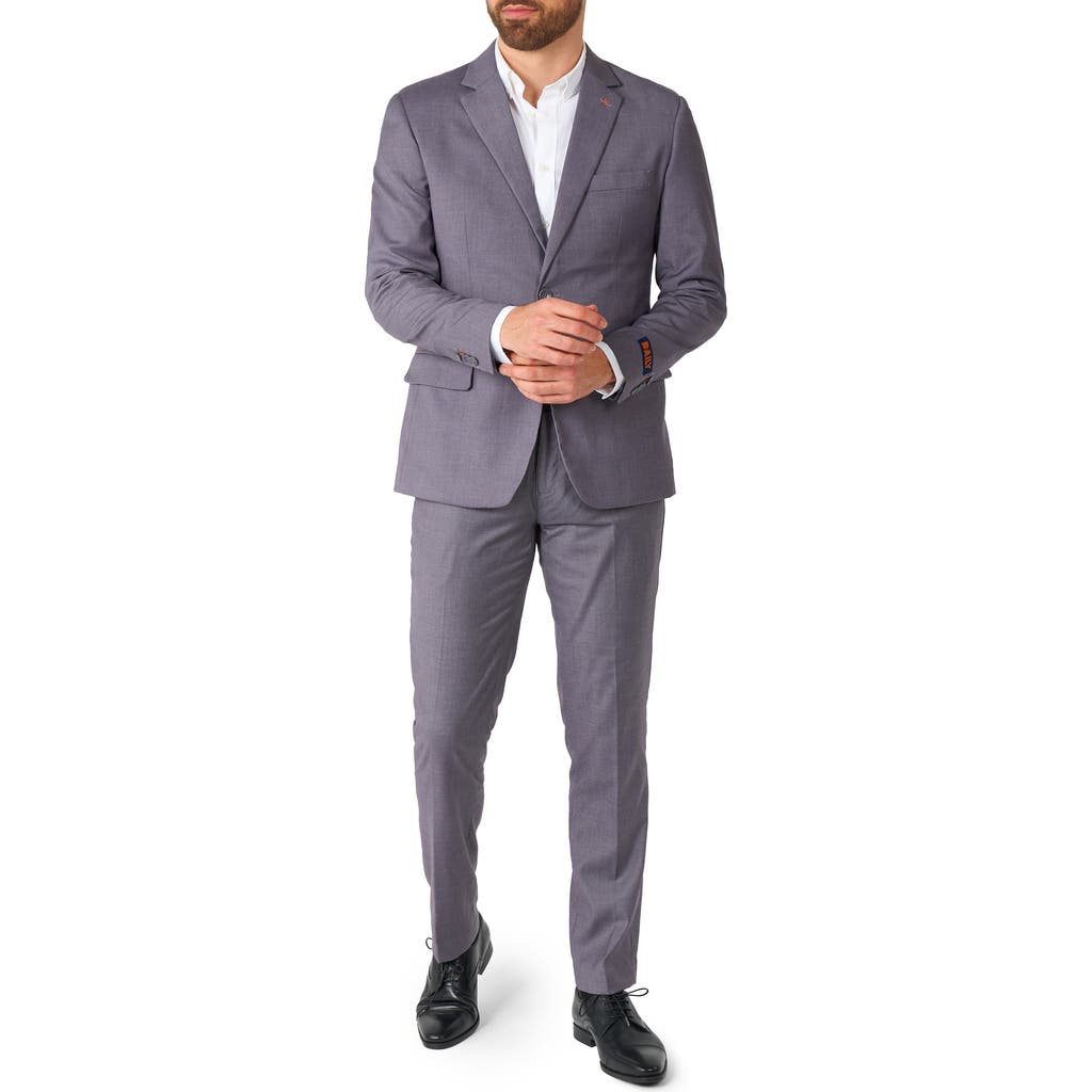 Opposuits Daily Tailored Fit Dark Grey Stretch Suit In Grey