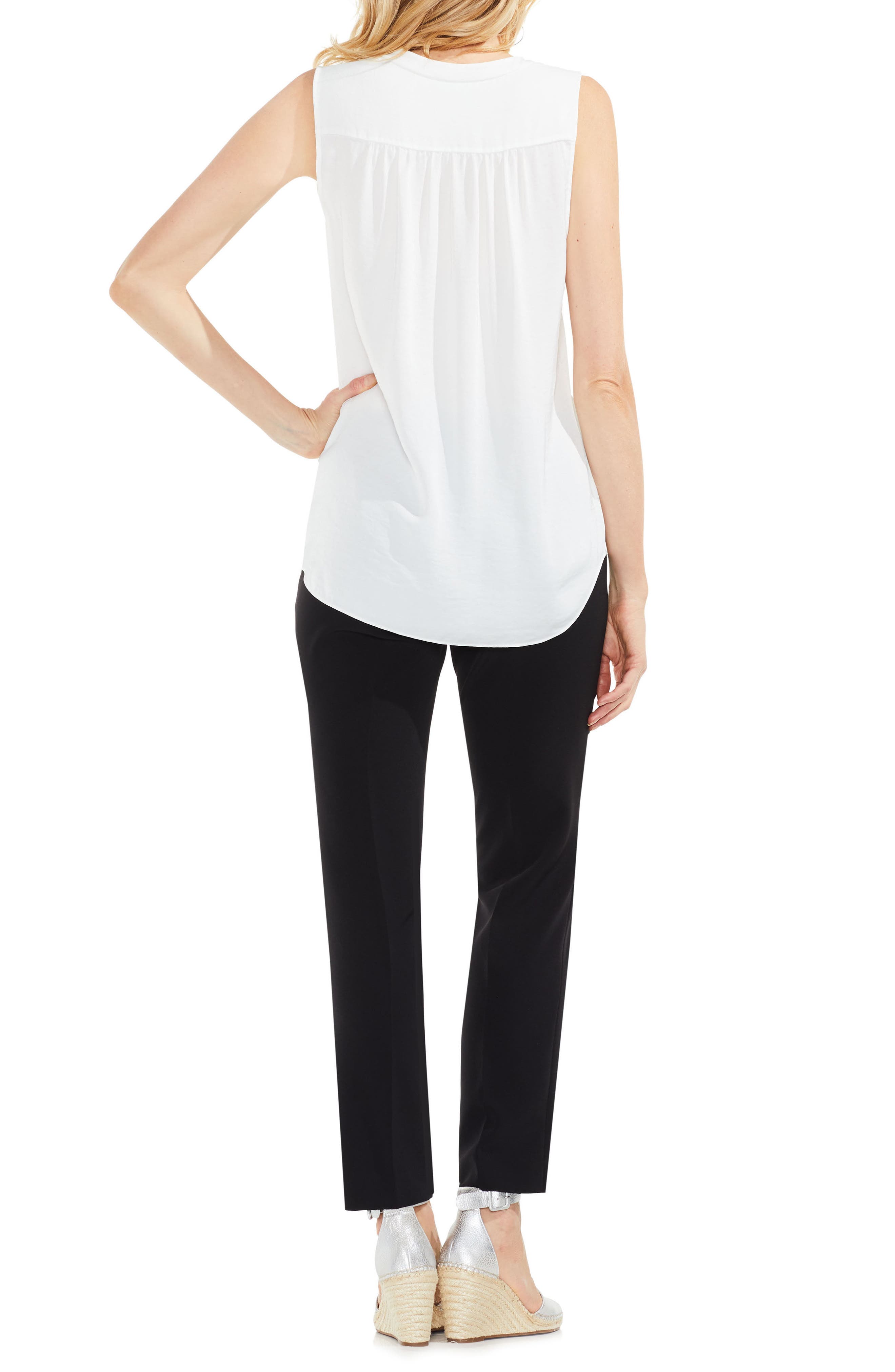 Vince Camuto Women's Keyhole Rumple Satin Blouse Black Size 1X main image 0