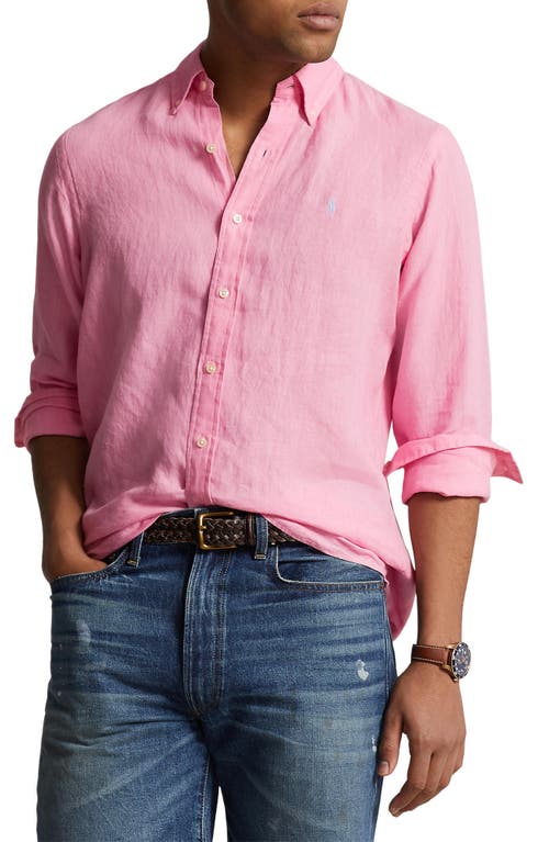 Polo Ralph Lauren Classic Fit Linen Button-Down Shirt Florida Pink at Nordstrom,