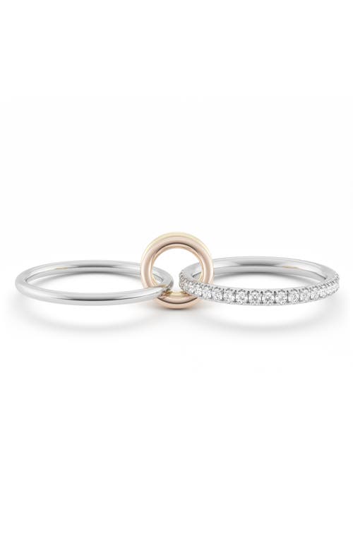 Spinelli Kilcollin Marigold 2-linked Ring In Sterling Silver With Pave Gray Diamonds And Mixed Gold Connectors In Silver/diamond