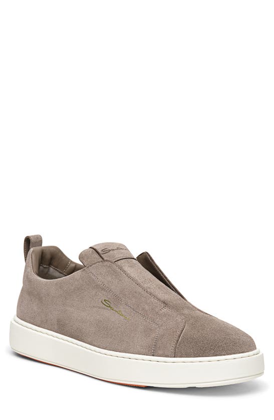 Shop Santoni Victor Slip-on Sneaker In Beige