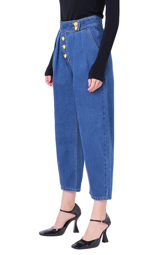 ENGLISH FACTORY ENGLISH FACTORY PREMIUM PLEATED CROP WIDE LEG DENIM TROUSERS