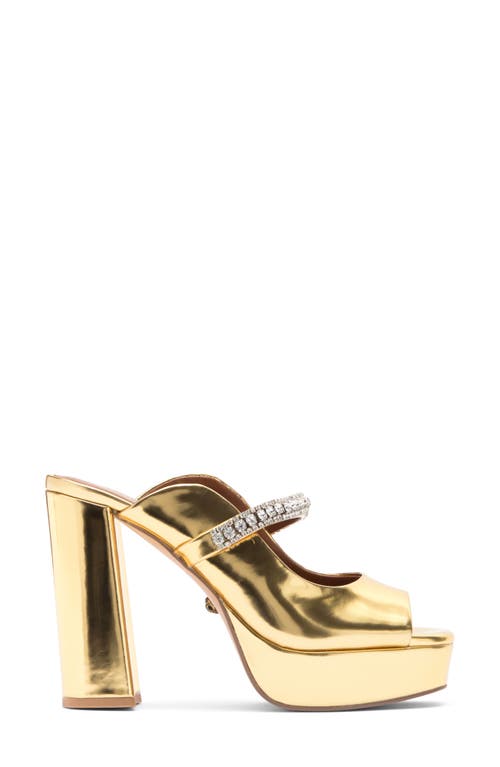 Kurt Geiger London Duke Platform Peep Toe Mule In Gold
