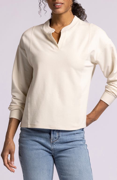 Thread & Supply Roxie Split Neck Knit Top In Seashell